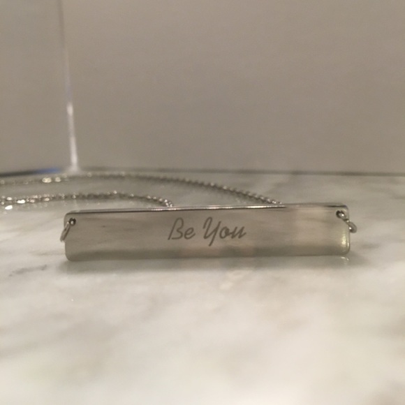 Be You engraved silver bar necklace - Picture 2 of 2